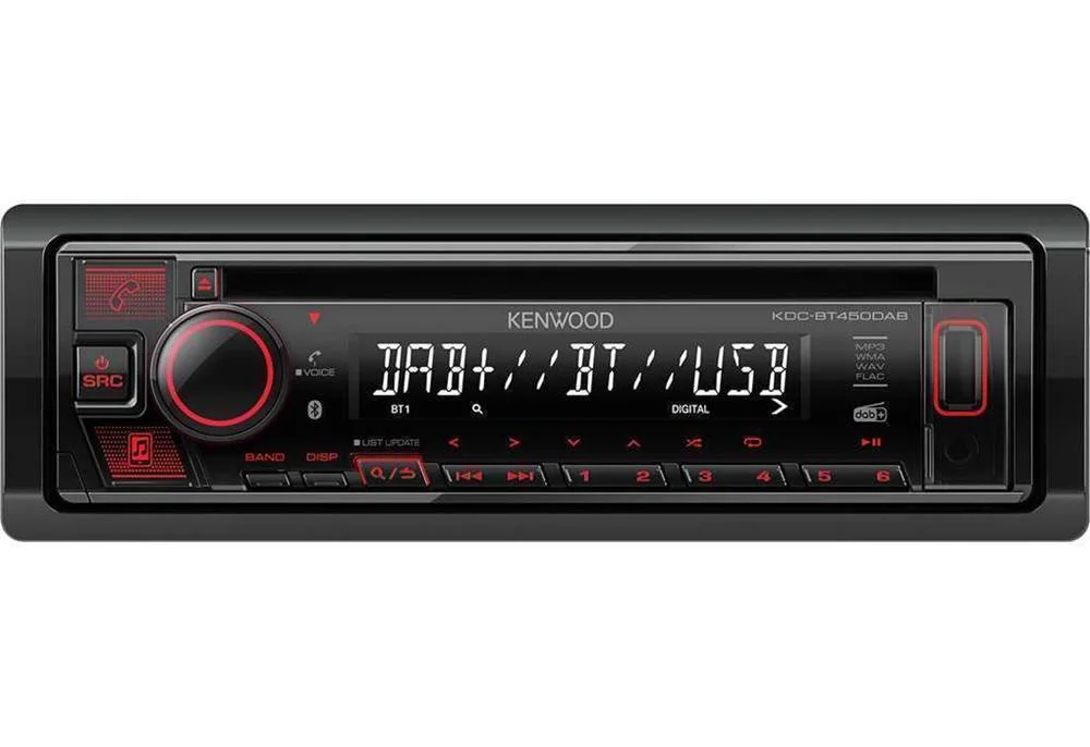Auto Rádio Kdc-Bt450dab 4x 50w Flac/Mp3/Wav/Wma/Cd/Usb/Bluetooth - Kenwood