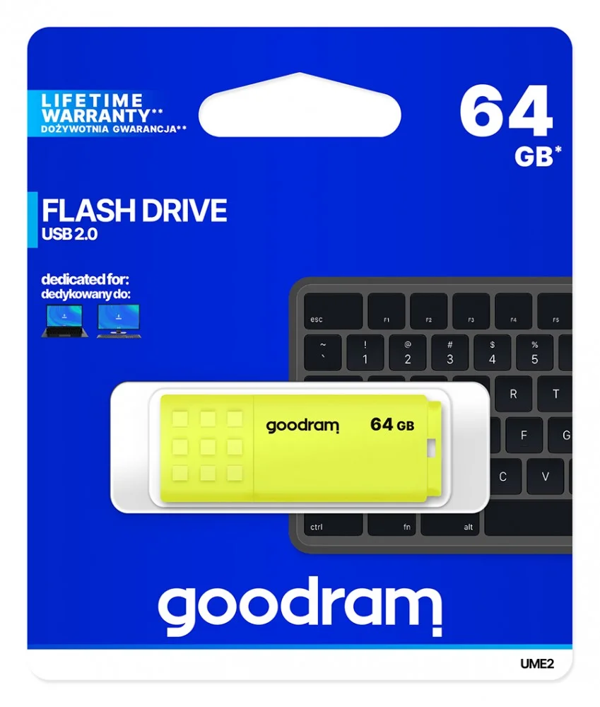 Mem&oacute;ria Usb Goodram Ume2 64 Gb Amarelo