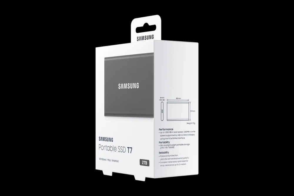 Samsung T7 SSD 2tb Usb 3.2 Gris Carbón
