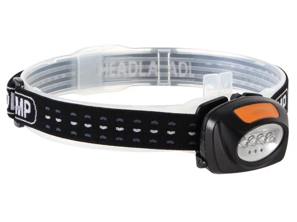 Lanterna Frontal 2 em 1 com 4 Leds Brancos e 3 Leds Vermelhos