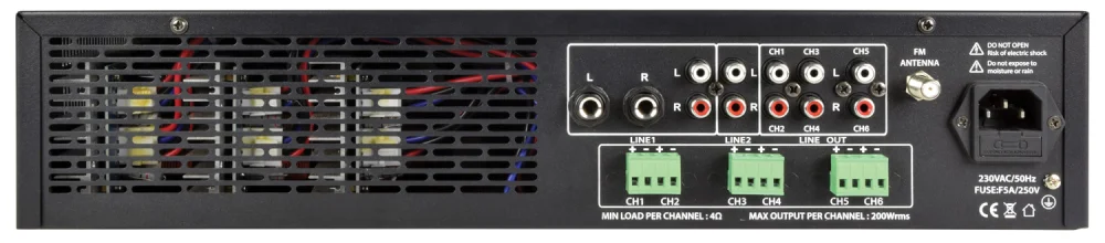 Amplificador Pa Estéreo Multizona 6x200w