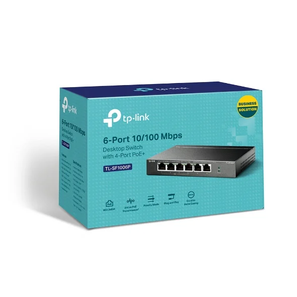 Switch 6 Portas 10/100mbps Unmanaged Poe+ Tl-Sf1006p 4x Portas Poe - Tp-Link
