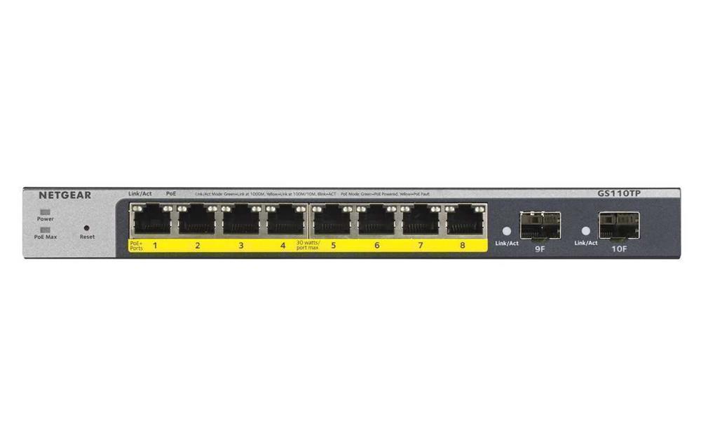 Netgear Gs110tp Managed L2/L3/L4 Gigabit Ethernet (10/100/1000) Power Over Ethernet (Poe) Grey