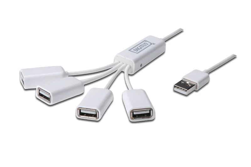 Digitus Usb-Hub    4-Port 2.0->4xa2.0 Integr. Kabel     Weiß