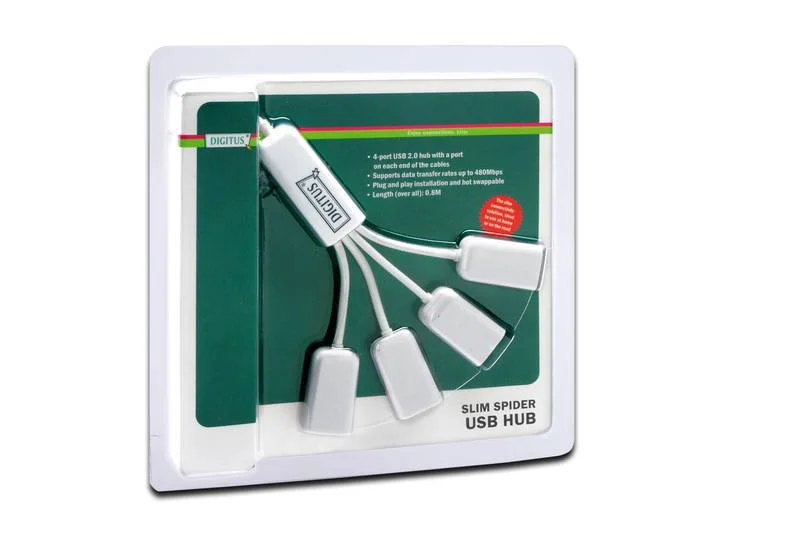 Digitus Usb-Hub    4-Port 2.0->4xa2.0 Integr. Kabel     Weiß