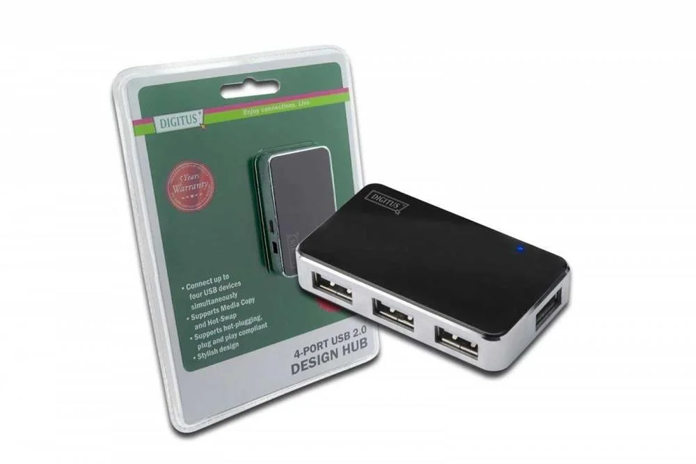 Digitus Usb-Hub    4-Port 2.0->4xa2.0 M.Netzteil    Schwarz
