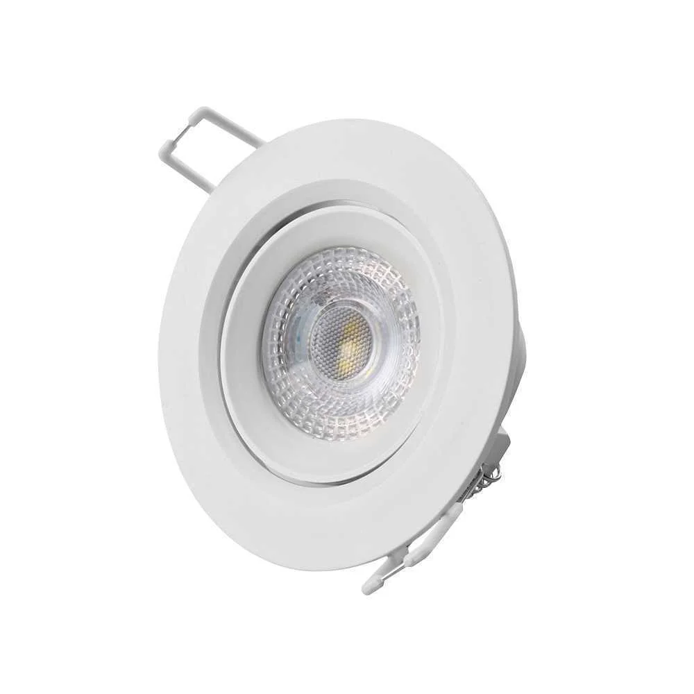 Downlight LED Redondo de Encastrar 5w 6400k Luz Fria Aro Branco Ø9cm Edm