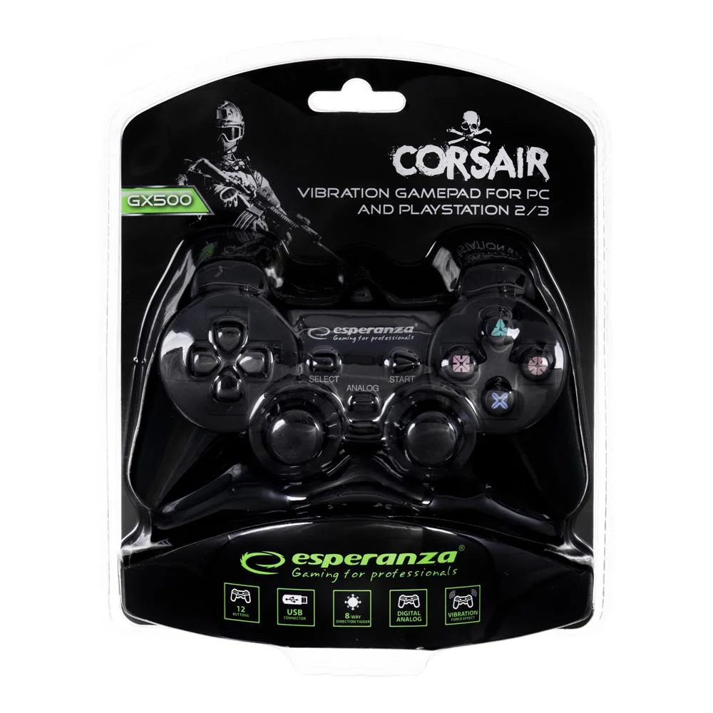 Esperanza Gamepad Ps2/Ps3/Pc Usb Corsair Black
