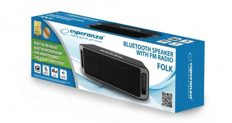 Coluna Bluetooth Portátil 2x3w Usb/Fm/Sd Preto-Cin