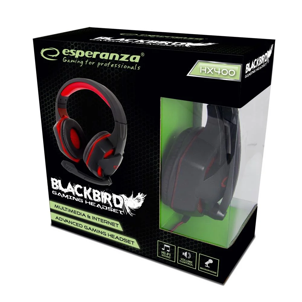 Headset Esperanza Egh400  Head-Band Black Red