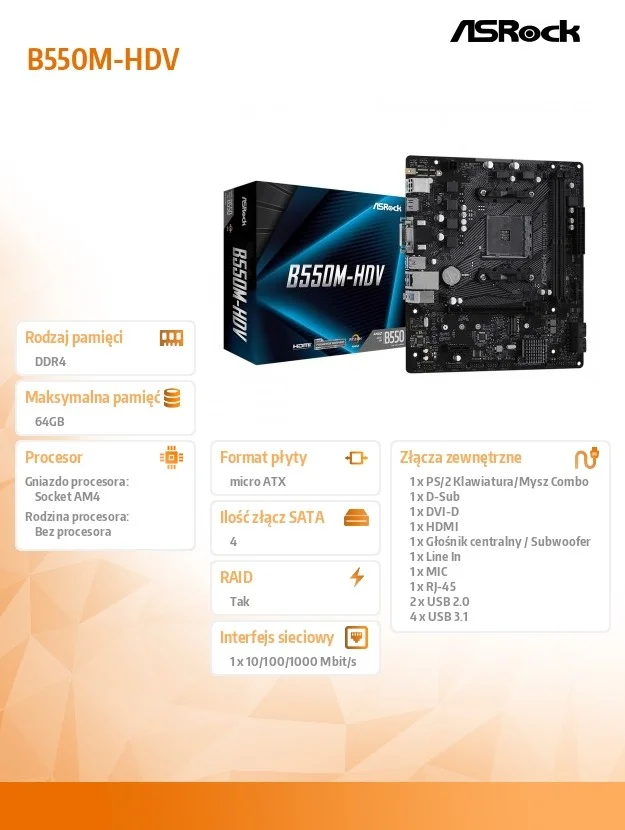 Asrock B550m-Hdv - Motherboard - Micro Atx - Socket Am4 - Amd B550