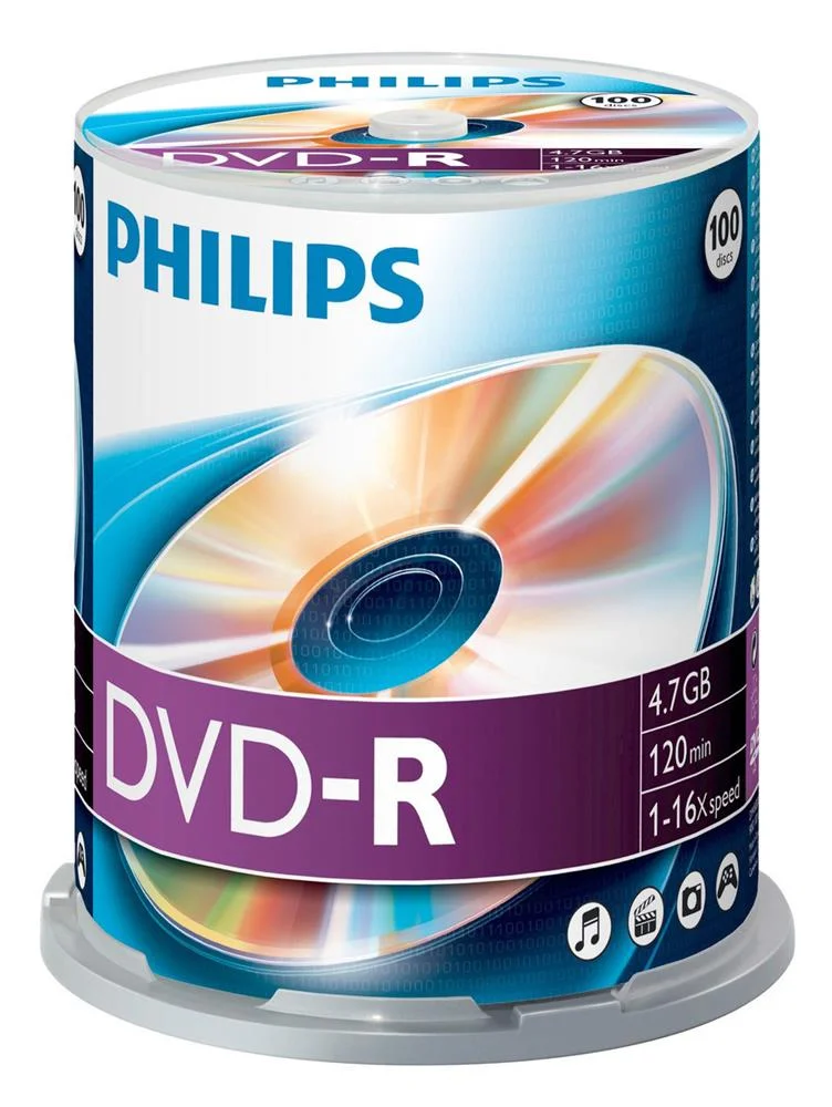 1x100 Philips DVD-R 4,7 GB 16x SP