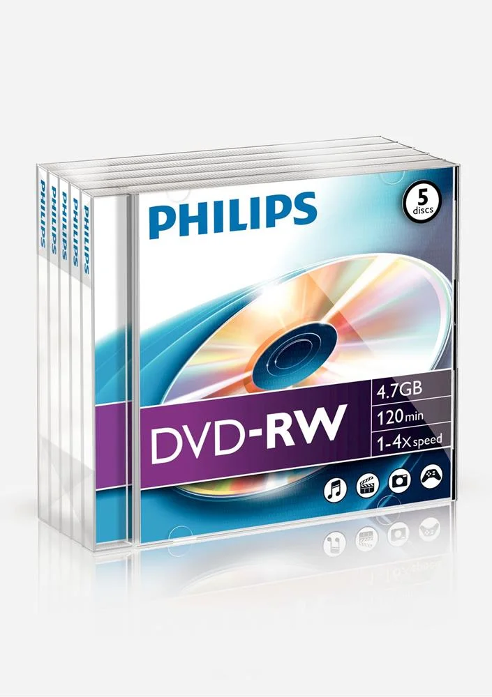 1x5 Philips Dvd-Rw 4,7 Gb 4x Jc