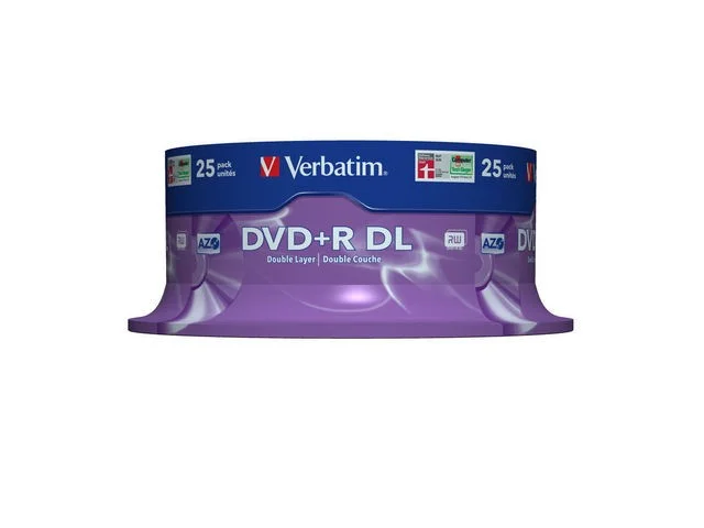1x25 Verbatim Dvd R Doble Capa Velocidad 8x, 8,