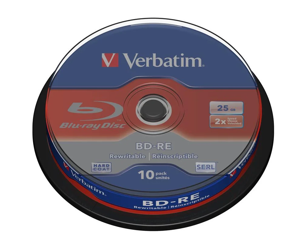 1x10 Verbatim BD-RE Blu-Ray 25 GB 2x velocidade, C