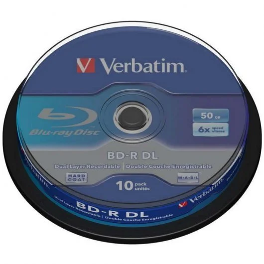 1x10 Verbatim BD-R Blu-Ray 50GB 6x Speed, branco.