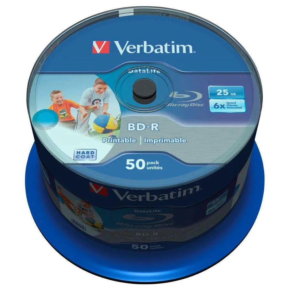 1x50 Verbatim Bd-R Blu-Ray 25gb 6x Speed Dl Wide Printable Cb