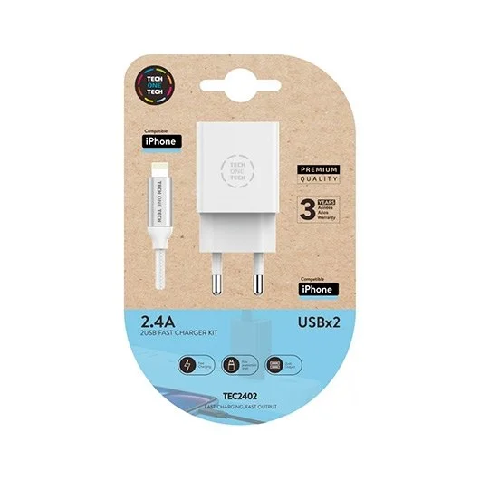Cargador Doble + Cable Micro Usb Tech One Tech