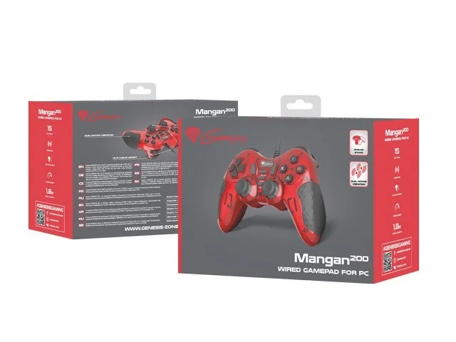 Natec Genesis Mangan 200 (Njg-1425) Wired Usb Controller Pc Red  Black