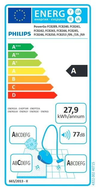 Philips Powergo Aspirador com Saco Fc8240/09, 750.