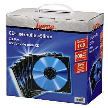 1x100 Hama Cd-Leerhulle Slimpack Preta 51270