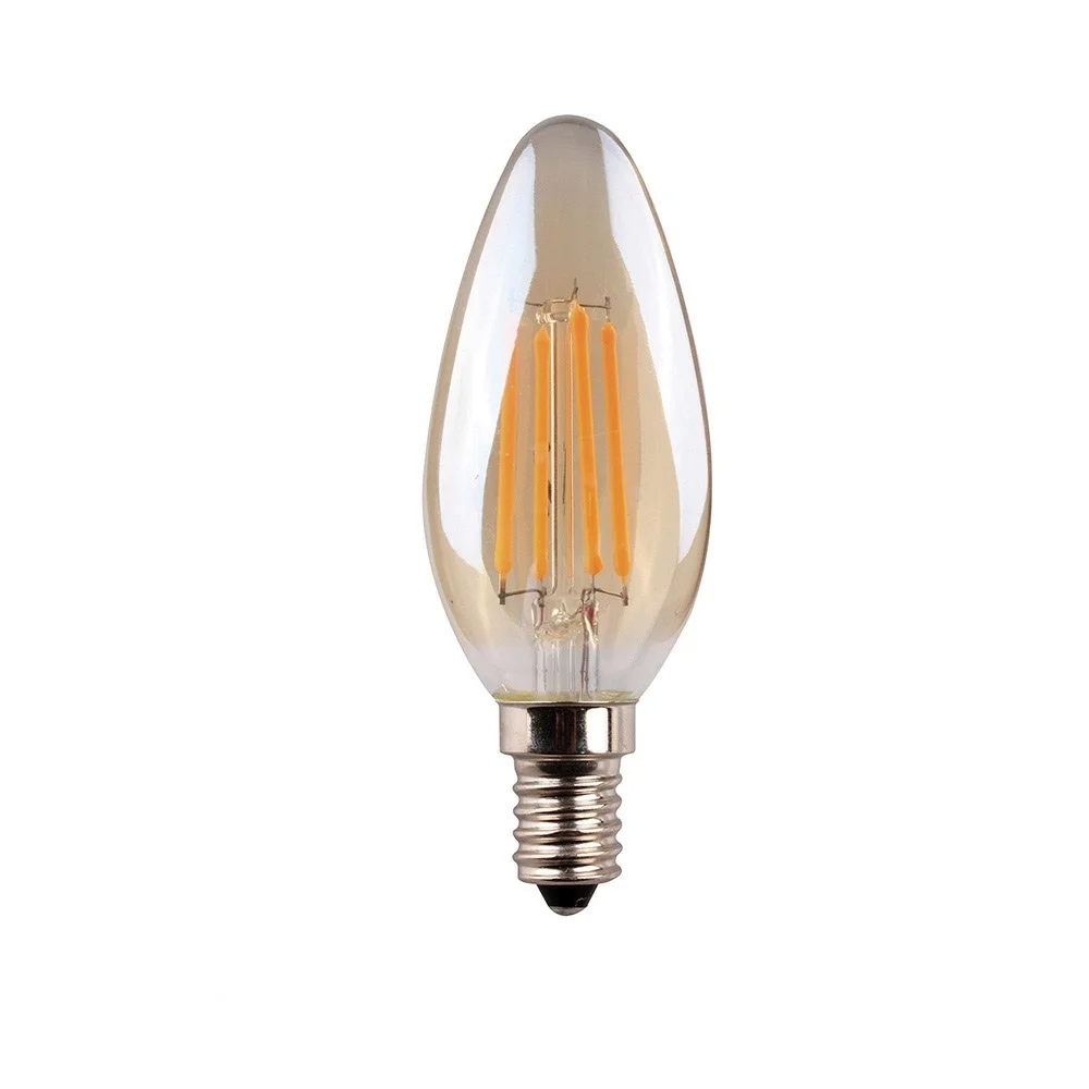 Lampada Vela Filamento Led Vidro Vintage E14 4,5w