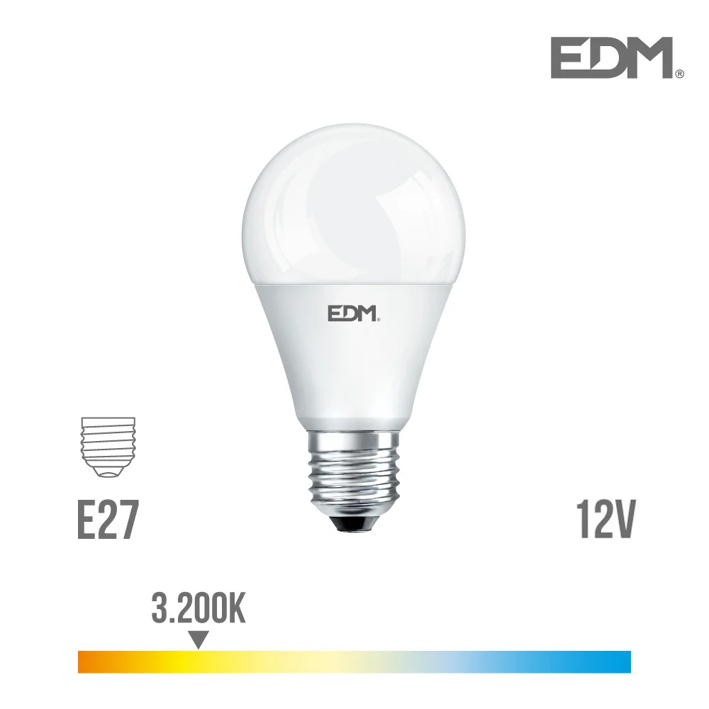 Lâmpada Standard LED "12v" Ac/Dc E27 10w 810lm 3200k Luz Quente Ø5,9x11cm Edm