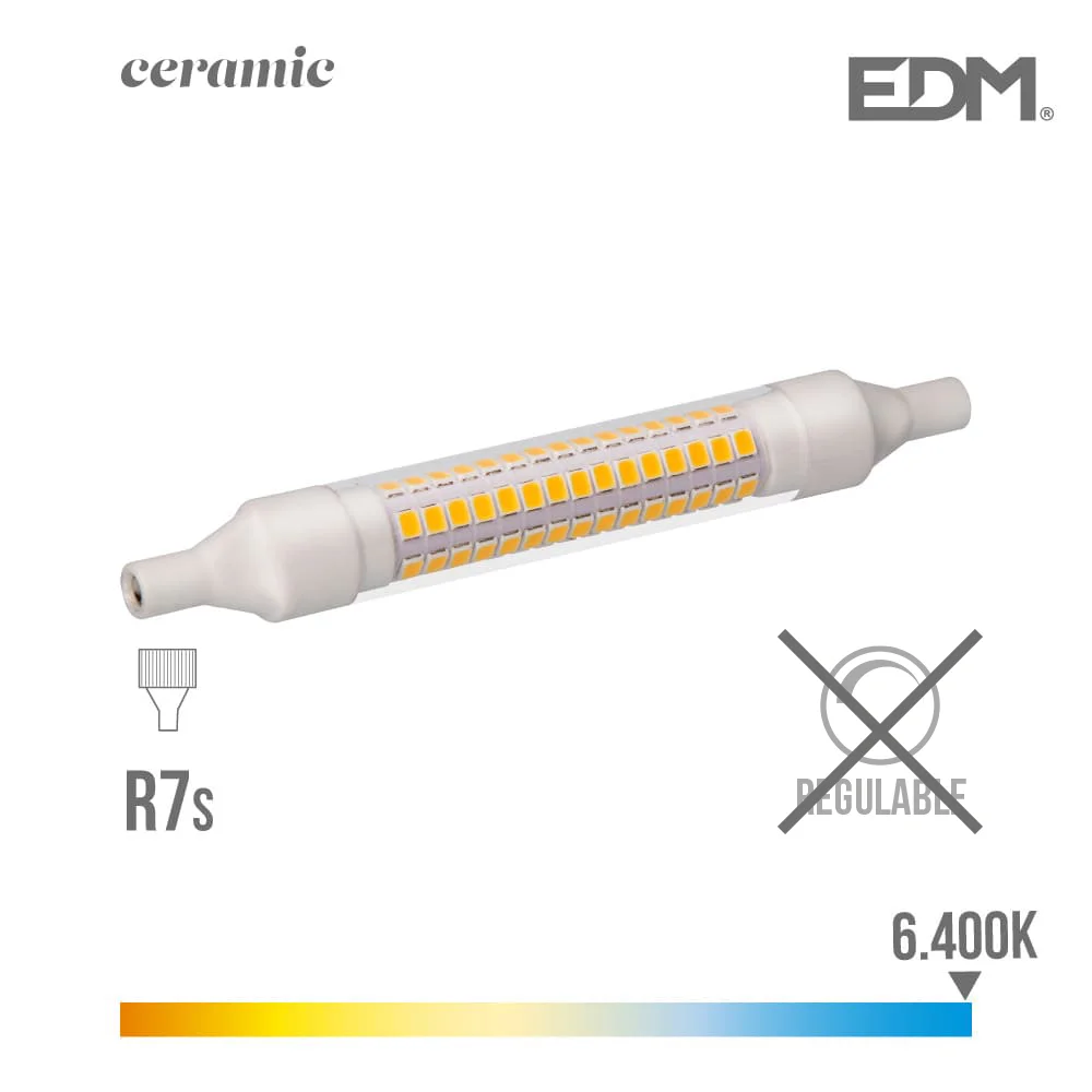 Lâmpada Lineal LED 118mm R7s 9w 1100lm 6400k Luz Fria Ø1.5x11,8cm Edm