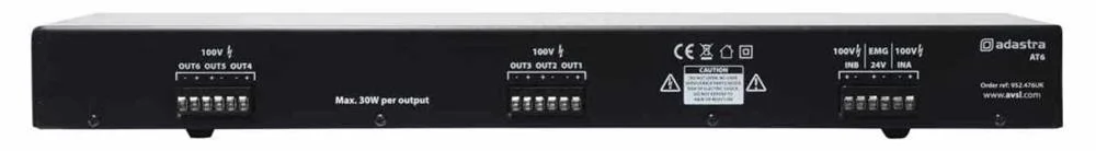 At6 Volume Attenuator + A/B Switcher 100v 6 X 30w