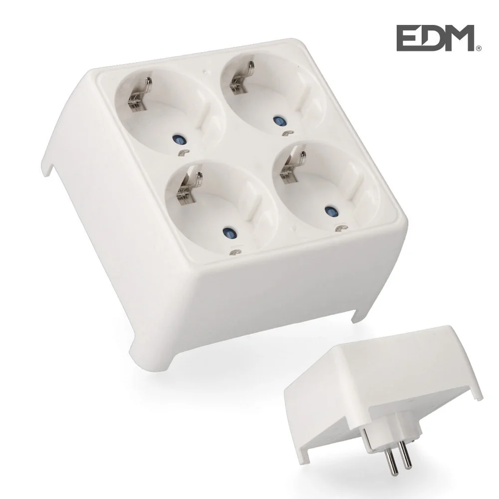 Ficha 4 Tomadas Schuko T/Tl 16a 2400w 4,8mm (Retractilado) Edm