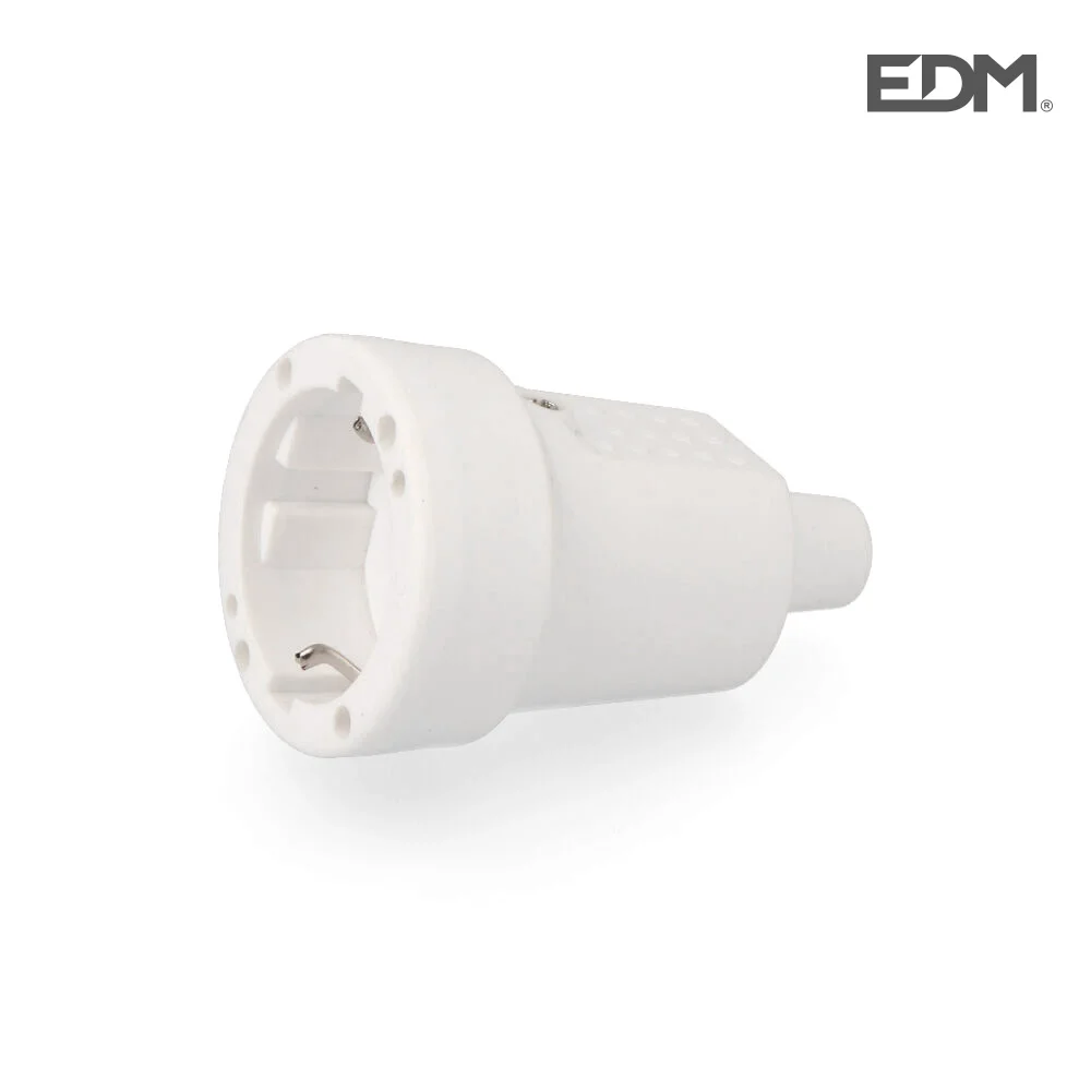 Ficha Fêmea de Borracha 10/16a 250v T/Tl Ip44 4,8mm Branca (Retractilada) Edm