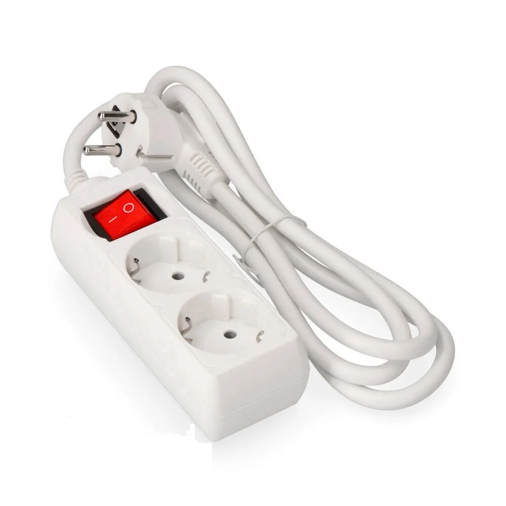 Bloco de 2 Tomadas Schuko com Interruptor 1,5mts .