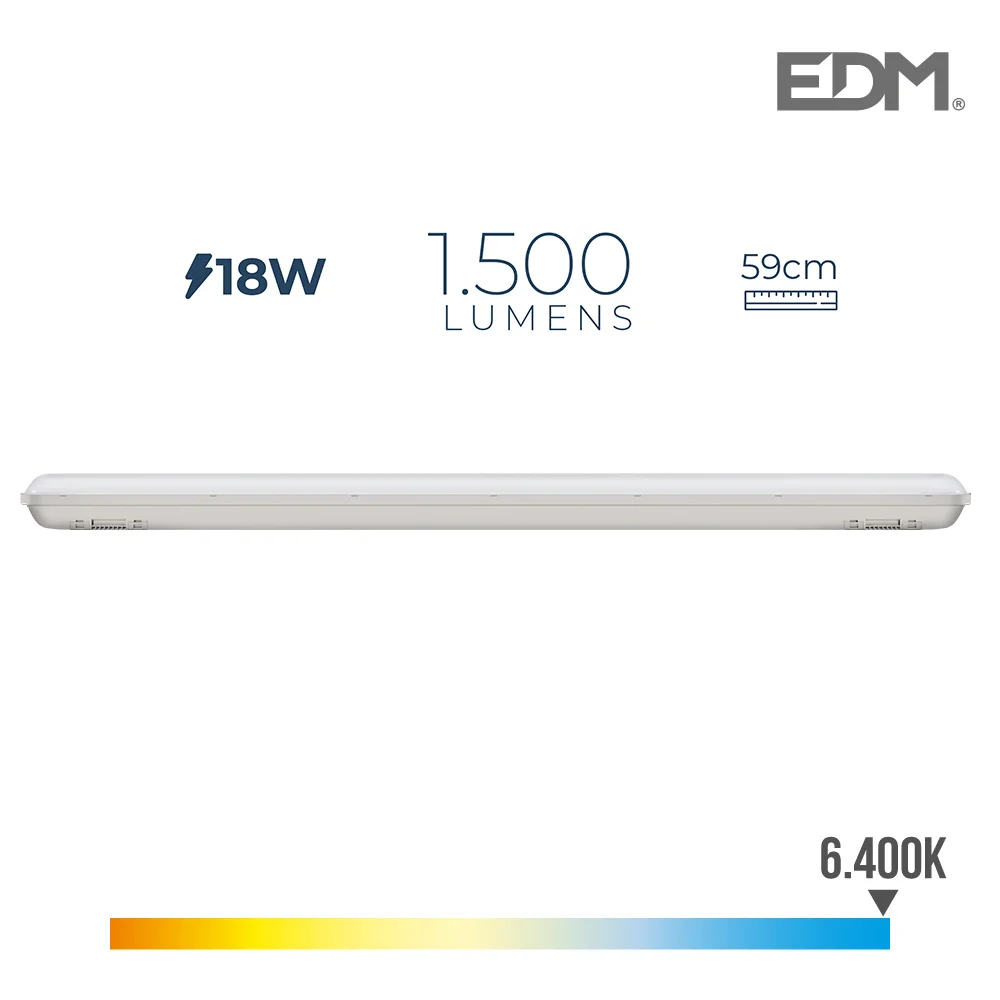 Armadura Led Ip65 18w 1500 Lumens 6.500k Luz Fria