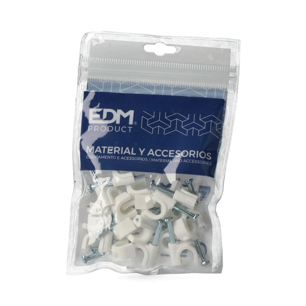 Abraçadeira Redonda Branca com Prego 2x1,5mm N°7 (Blister 20 Unid.) Edm