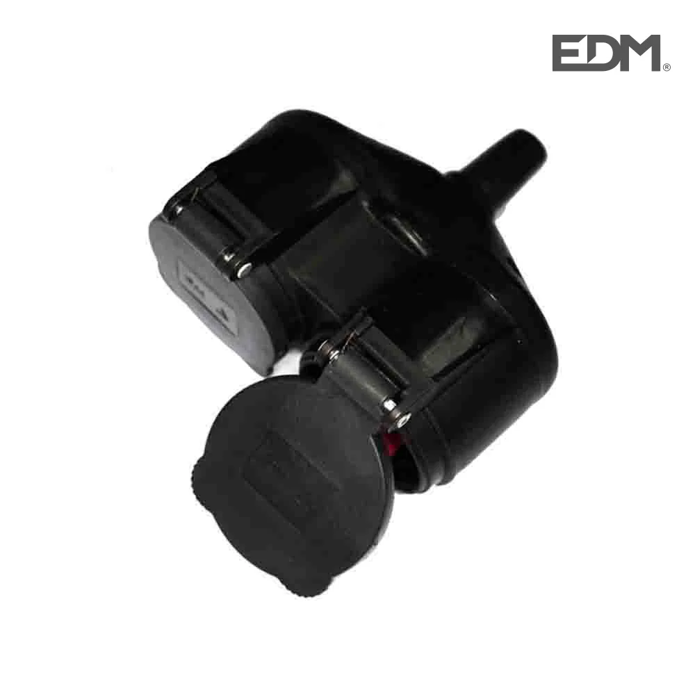 Ficha Dupla de Borracha T/Tl Ip44 16a Con Tampas