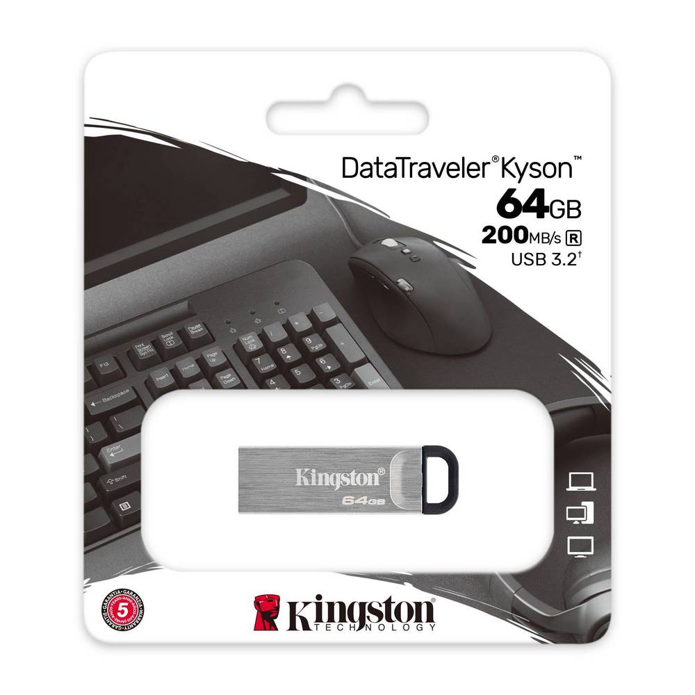 Pen Drive Kingston Datatraveler Kyson 64gb Usb 3.2 Preto