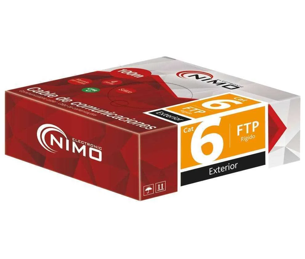 Cable para Datos Ftp Cat.6 Rígido Exterior, 100m