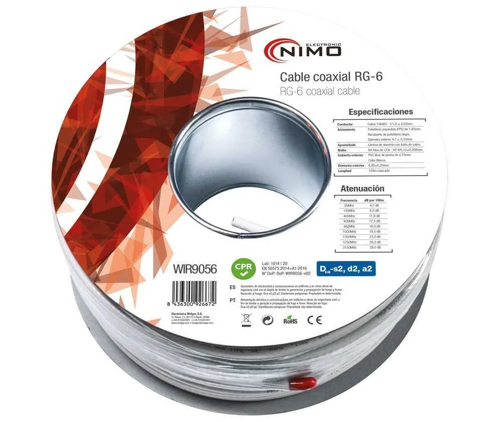 Cabo Coaxial De Antena Branco 100m