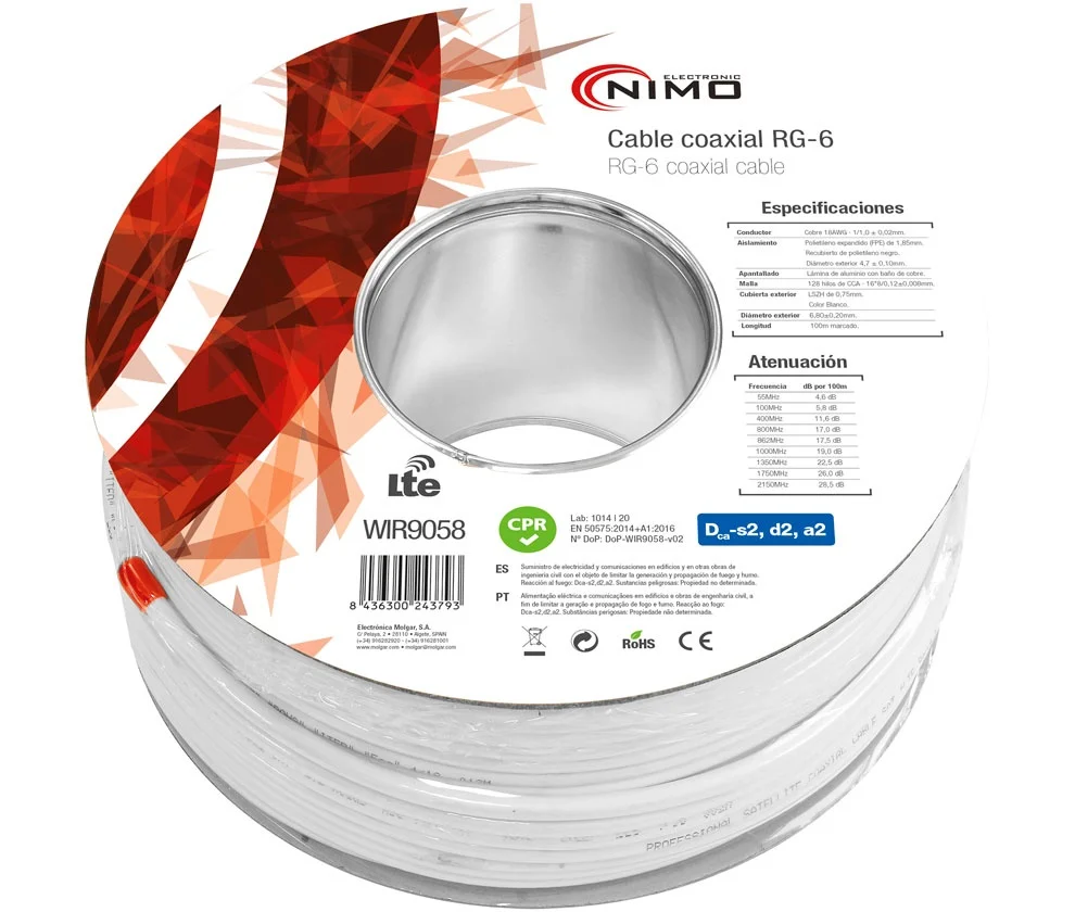 Cabo Coaxial de Antena Branco 100m