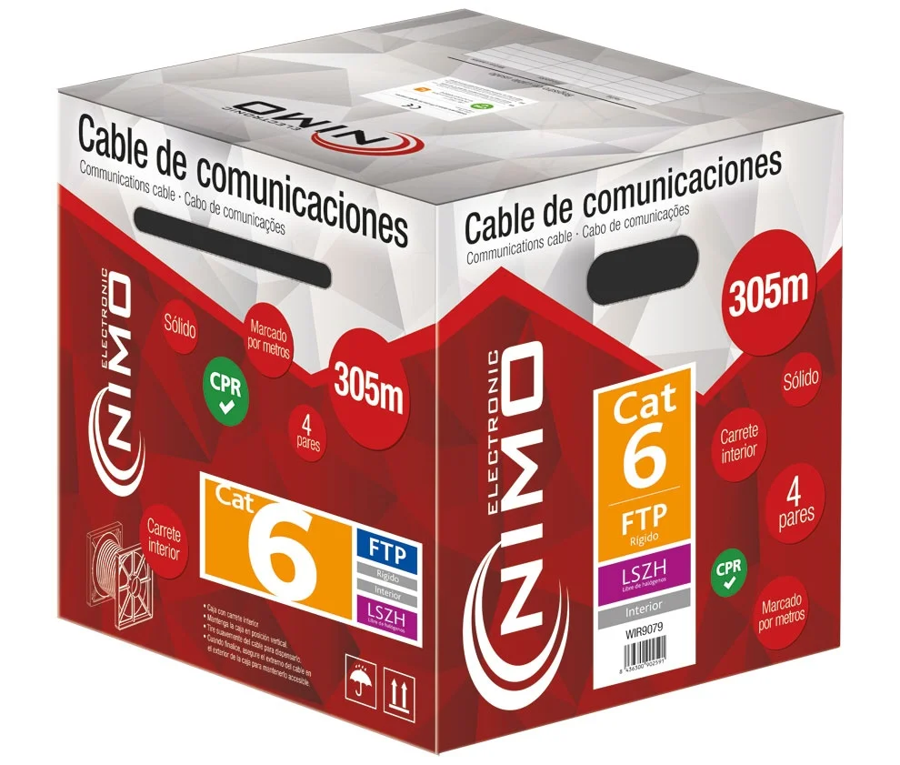 Cable para Datos Ftp Cat.6 Rígido Interior Lszh, 305m