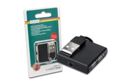 Digitus Usb-Hub    4-Port 2.0->4xa2.0 Integr. Kabel  Schwarz
