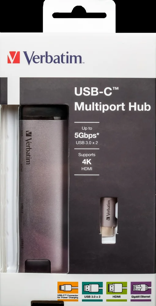 Usb-C Verbatim Adapter Usb 3.1 Gen 1/ Usb 3.0 X 2 Hdmi Rj45