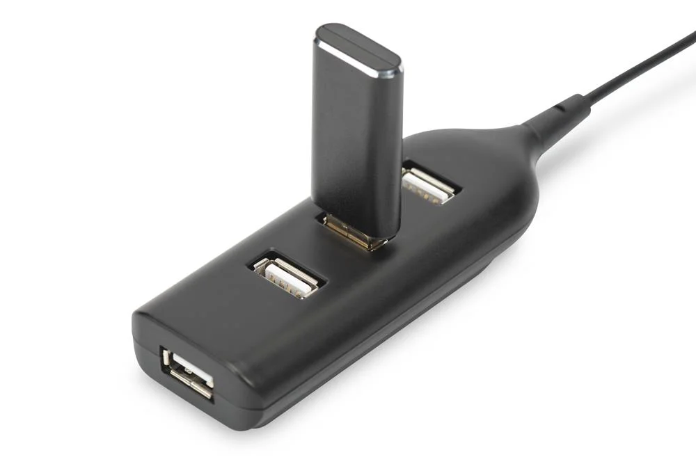 Digitus Usb-Hub    4-Port 2.0->4xa2.0 Integr. Kabel  Schwarz