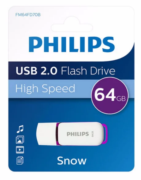 Philips USB 2.0 64GB Snow Edition Pur.