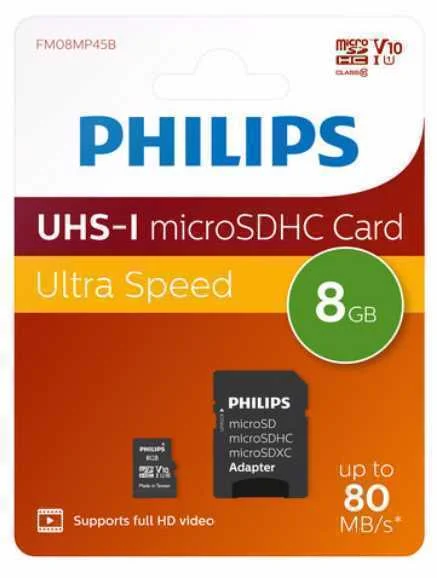 Philips Microsdhc Card       8gb Class 10 Uhs-I U1 Incl. Adapter
