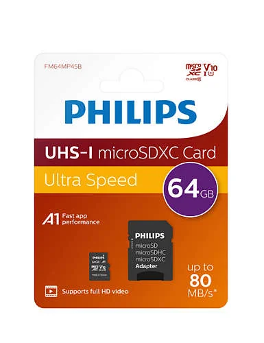 Philips Microsdxc Card      64gb Class 10 Uhs-I U1 Incl. Adapter