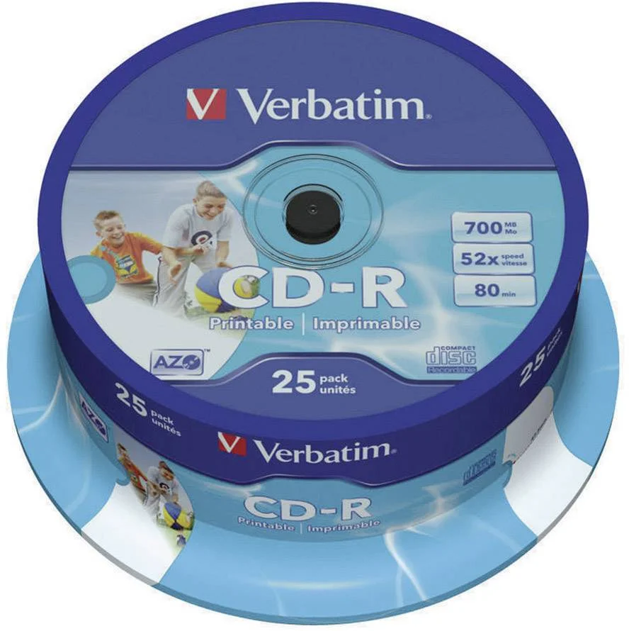 Cd-R  Verbatim 700mb 25pcs Pack 52x Spindel Printable Retail