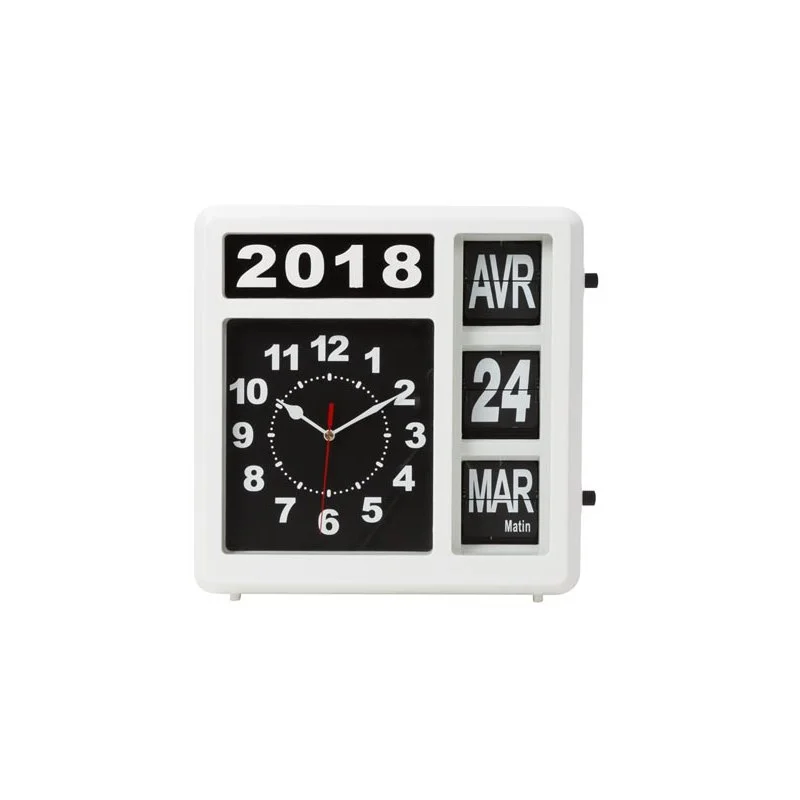 Relógio de Aleta para Parede com Calendário - 31 X 31 Cm - Versão Francesa
