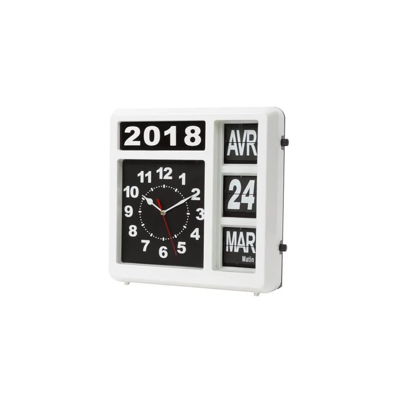 Relógio de Aleta para Parede com Calendário - 31 X 31 Cm - Versão Francesa
