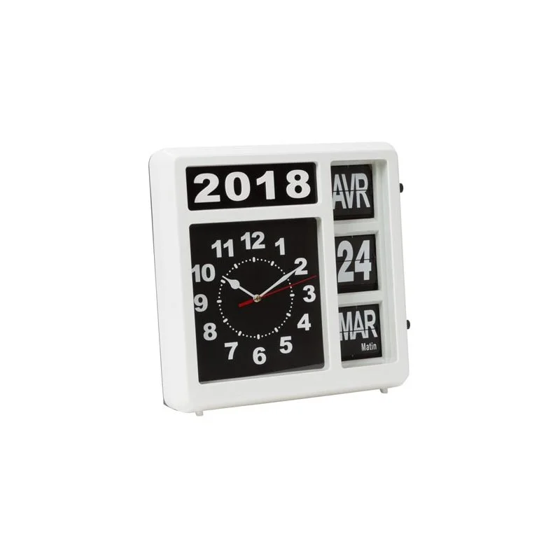 Relógio de Aleta para Parede com Calendário - 31 X 31 Cm - Versão Francesa